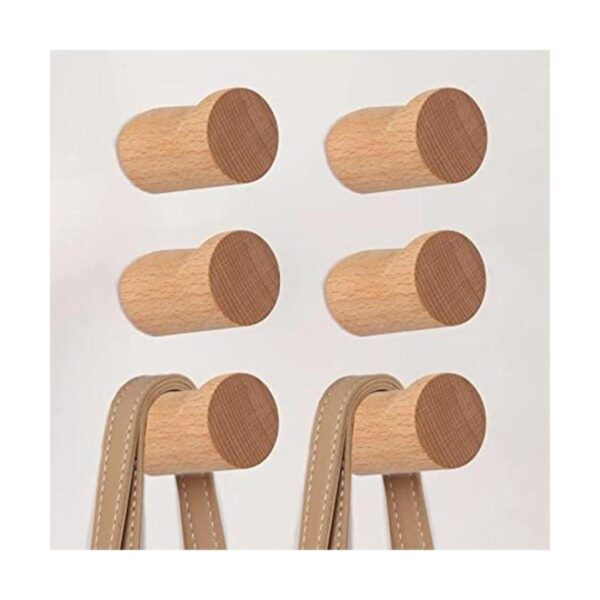Ganchos de madera natural para pared paquete de 6 ganchos