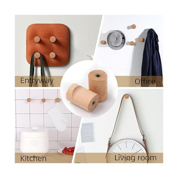 Ganchos de madera natural para pared paquete de 6 ganchos