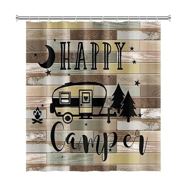 DORCEV Cortina de ducha Happy Camper RV de 48 x 72_3