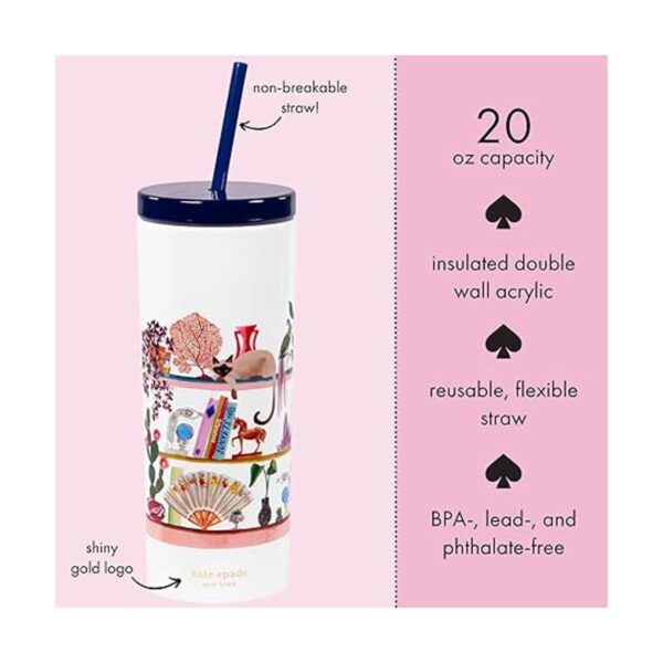 Kate Spade New York Vaso aislado con popote reutilizable_2