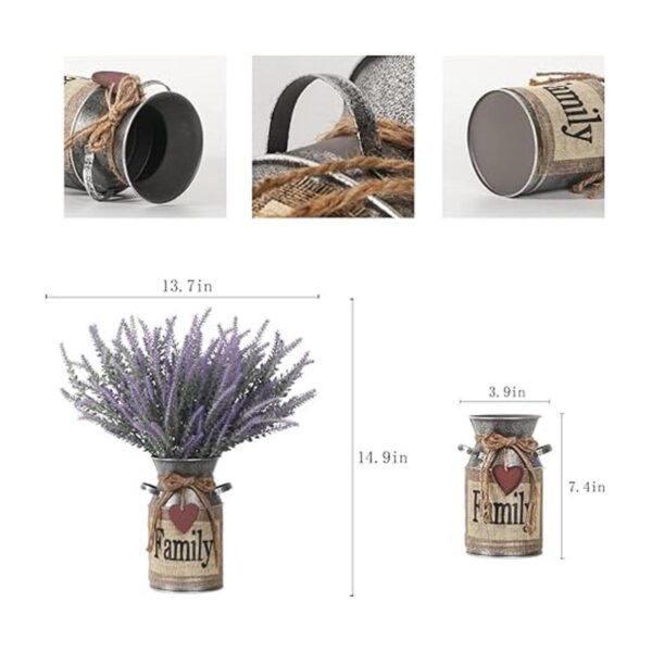LESING Flores de lavanda artificiales con jarrón de_5