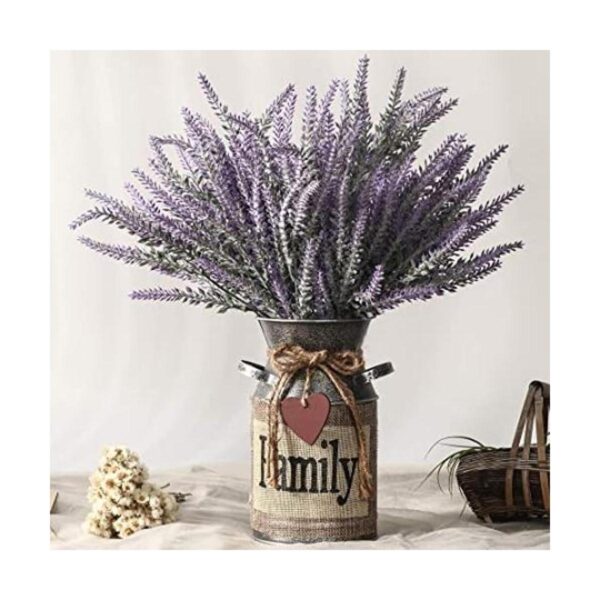 LESING Flores de lavanda artificiales con jarrón de_1