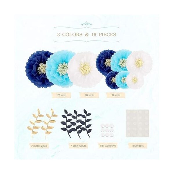 Fonder Mols Decoración de flores de papel de seda azul_2