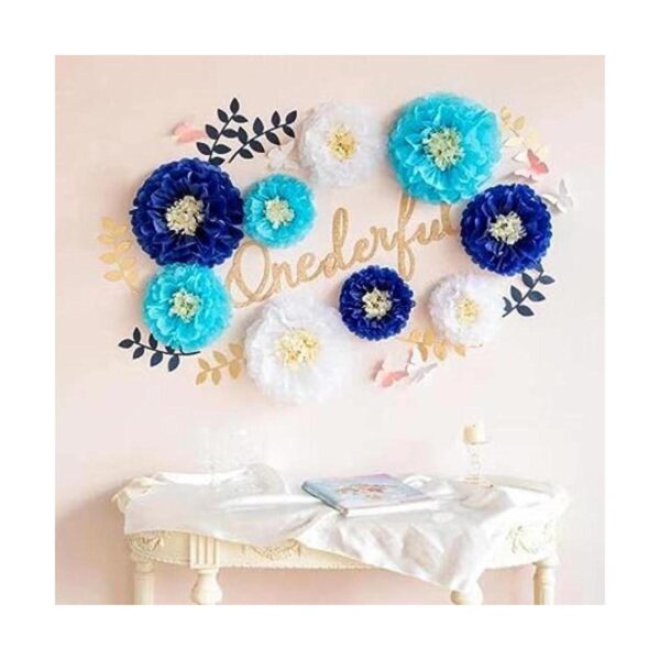 Fonder Mols Decoración de flores de papel de seda azul_1