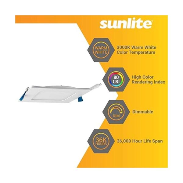 Sunlite 12W 6in Downlight LED cuadrado integrado 3000 K
