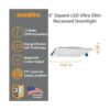 Sunlite 12W 6in Downlight LED cuadrado integrado 3000 K