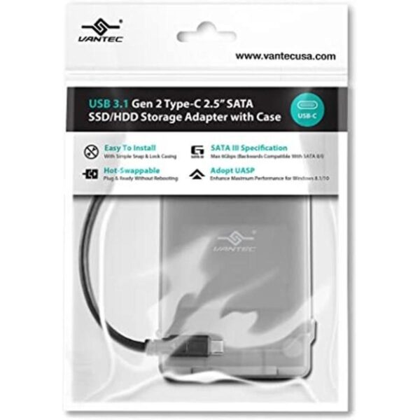Vantec USB 3.1 Gen 2 TypeC 2.5 SATA SSDHDD adaptador de_1