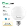 Maxlite G25 bombillas LED globo equivalentes a 40 W 450_2