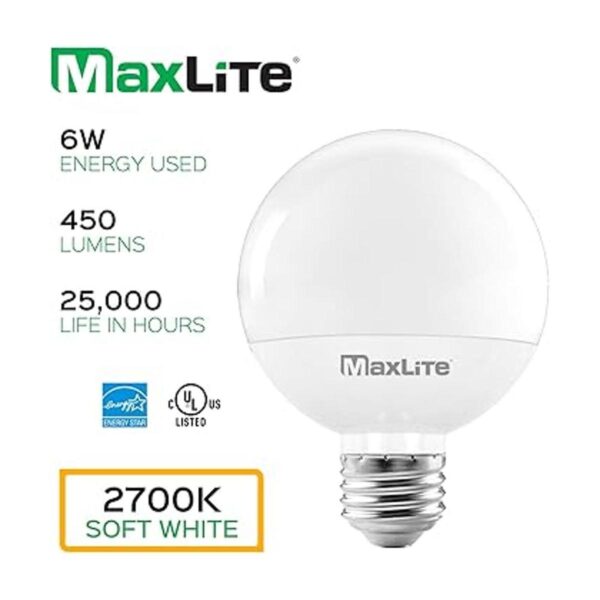 Maxlite G25 bombillas LED globo equivalentes a 40 W 450_2