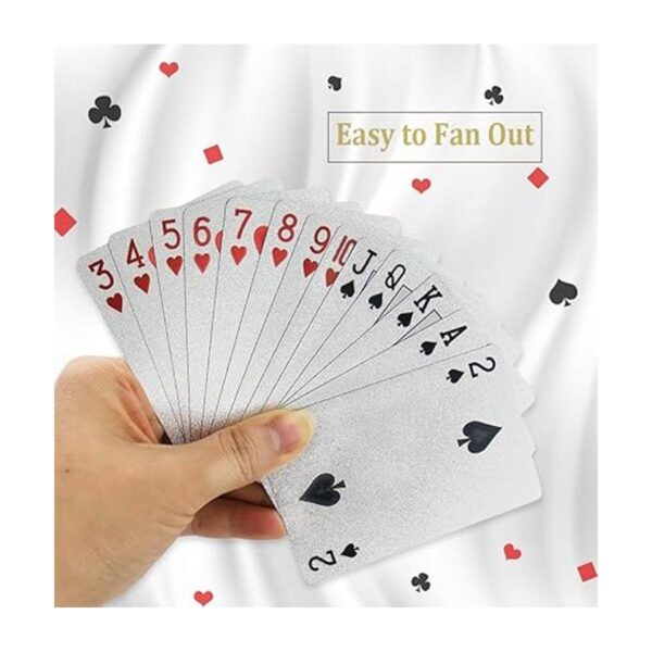 Joyoldelf Cartas de póquer de papel de aluminio plateado_2