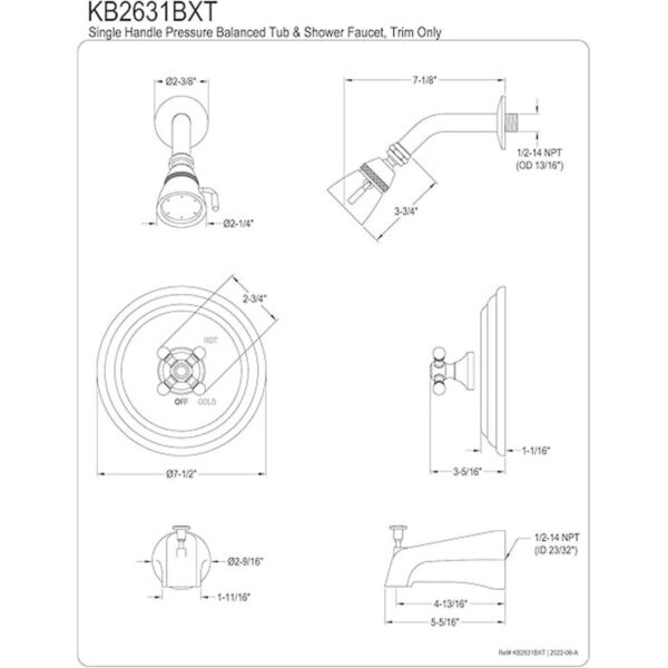 Kingston Brass KB2631BXT Metropolitan Grifo para bañera y_2