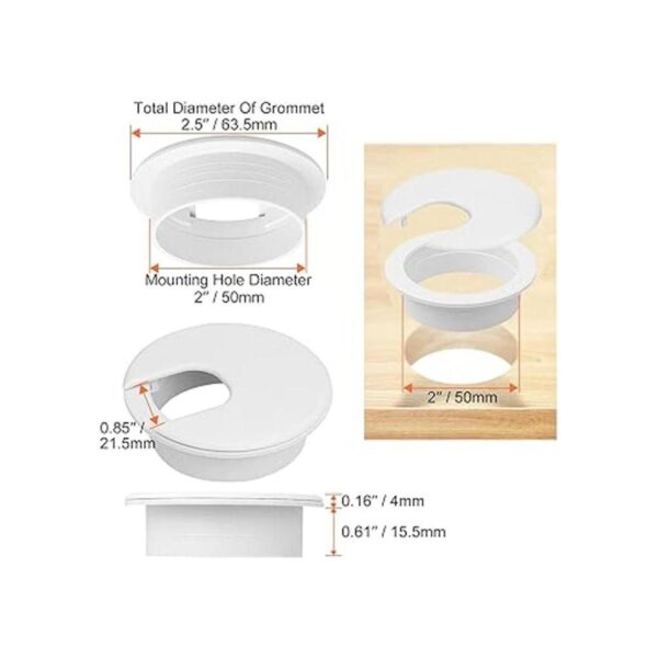20Pack 2 Desk Grommet White Plastic Wire Organizer Caps_3