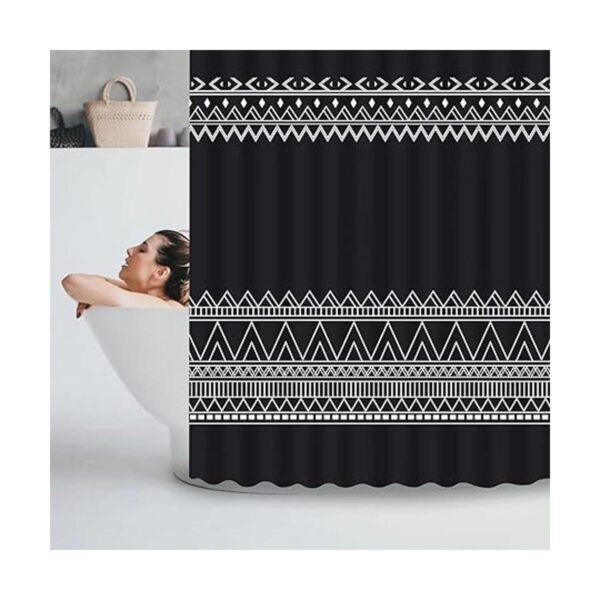 DDQQ Juego de 4 cortinas de ducha bohemias negras con