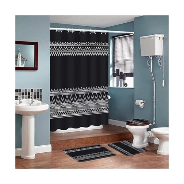 DDQQ Juego de 4 cortinas de ducha bohemias negras con