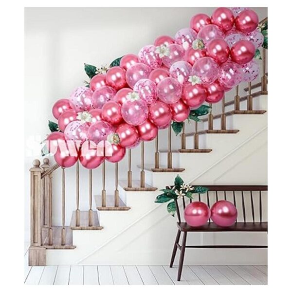 SUWEN Juego de 47 globos metálicos de color rosa intenso y_4