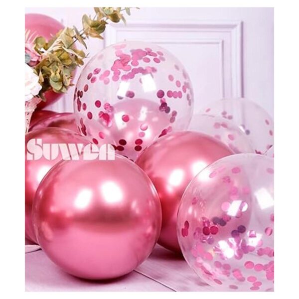 SUWEN Juego de 47 globos metálicos de color rosa intenso y_3