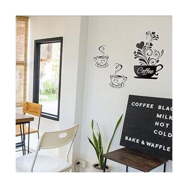 Adhesivo decorativo de pared de cocina taza de té flor