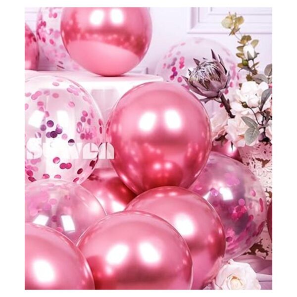 SUWEN Juego de 47 globos metálicos de color rosa intenso y_2