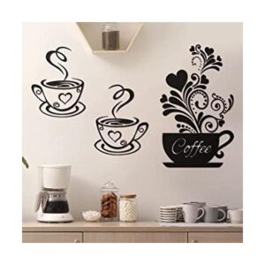 Adhesivo decorativo de pared de cocina taza de té flor