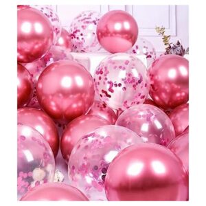 SUWEN Juego de 47 globos metálicos de color rosa intenso y_1
