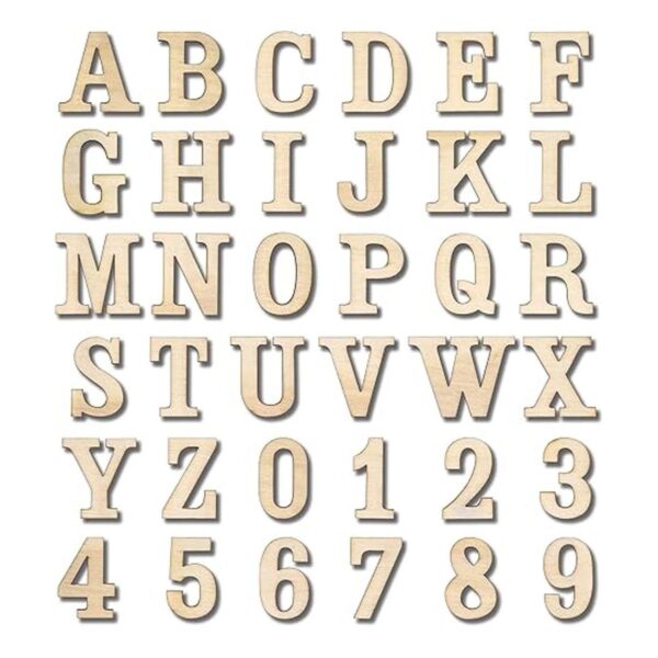 306 letras pequeñas de madera sin terminar de 114