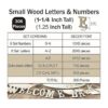 306 letras pequeñas de madera sin terminar de 114