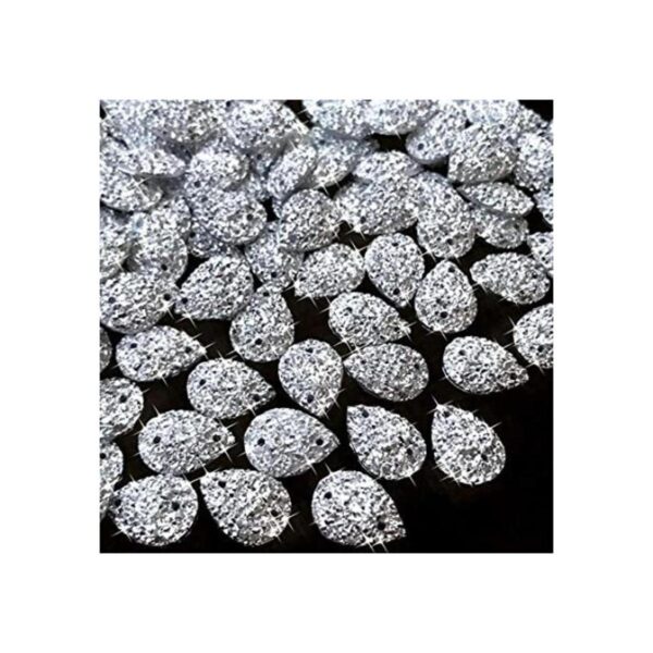 Forma de Gota de brillantes plateado coser en piedras_1