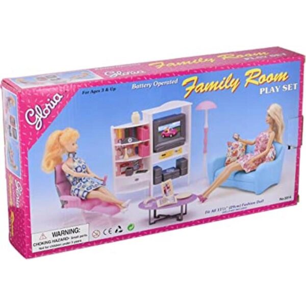 Barbie Tamaño Dollhouse Muebles Habitación Familiar TV_1
