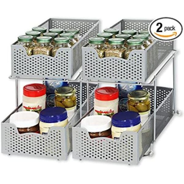 SimpleHouseware Gabinete perforado de 2 niveles color gris_1