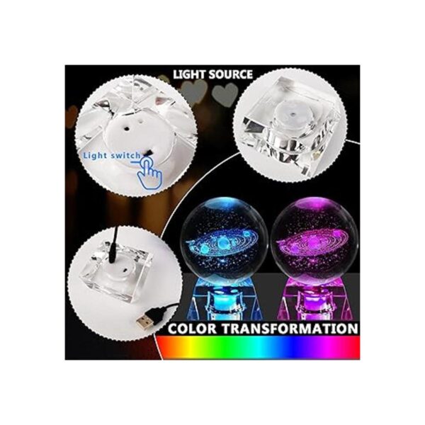 FIMAGO Bola de cristal del sistema solar 3D con base LED_4