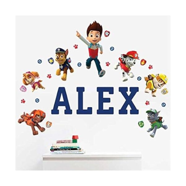 Calcomanía de pared personalizada con nombre de Paw Patrol_2