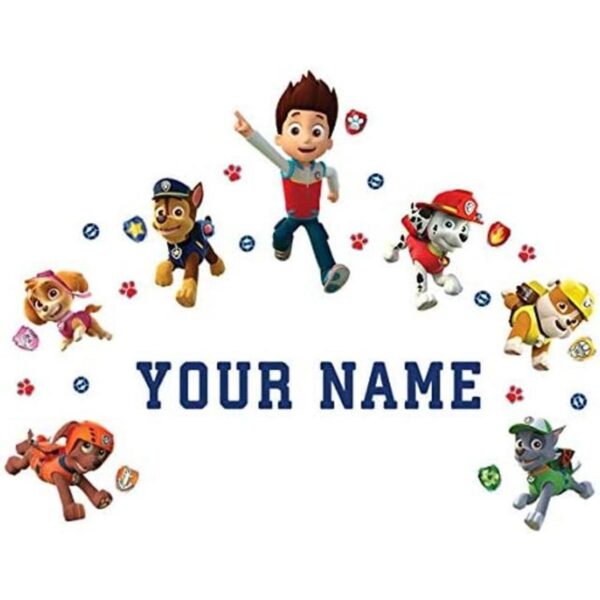 Calcomanía de pared personalizada con nombre de Paw Patrol_1