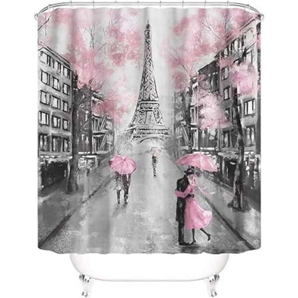 Juego de 4 cortinas de ducha de la Torre Eiffel de París_3