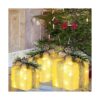 Hourleey Juego de 3 cajas de regalo iluminadas de Navidad