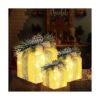 Hourleey Juego de 3 cajas de regalo iluminadas de Navidad