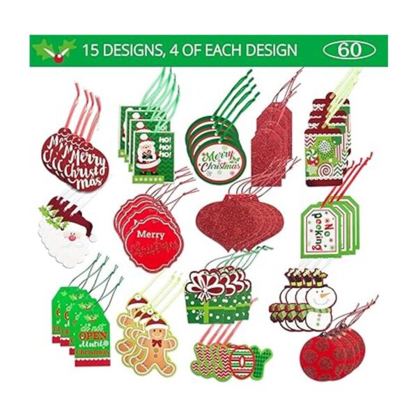 Etiquetas de regalo de Navidad 60 unidades con cuerda