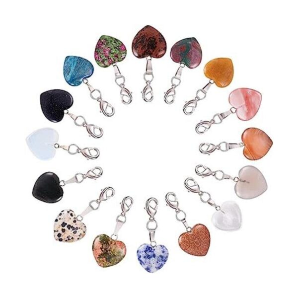PH PandaHall Dijes de piedra de corazón 16 piezas de