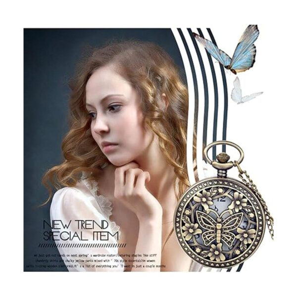 Avaner Reloj de bolsillo de cuarzo con diseño de flores_5