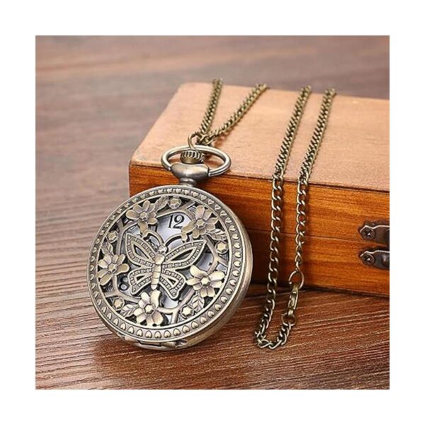 Avaner Reloj de bolsillo de cuarzo con diseño de flores_2