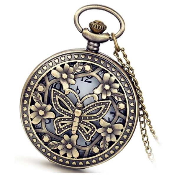 Avaner Reloj de bolsillo de cuarzo con diseño de flores_1