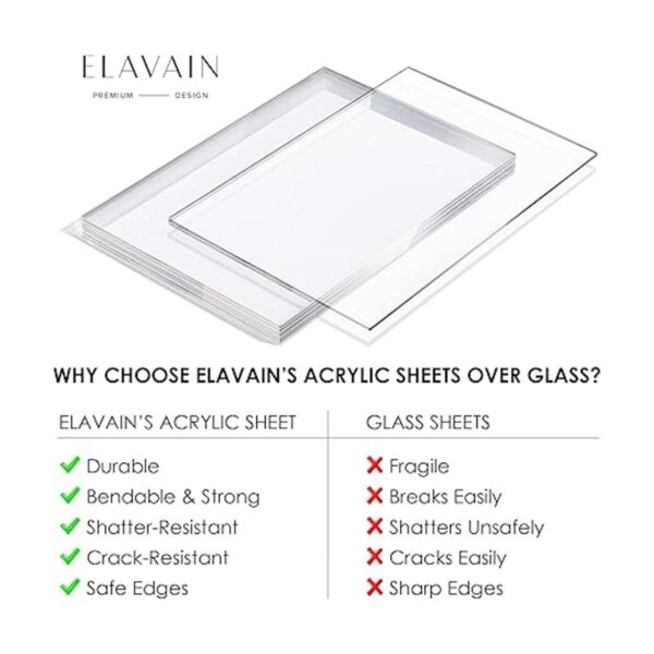Elavain Hojas acrílicas transparentes paquete de 12