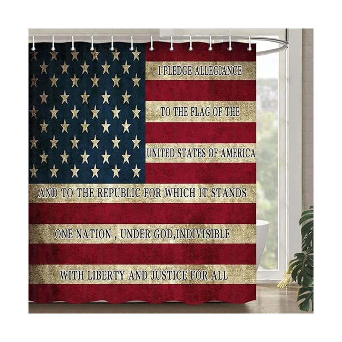 Cortina de ducha con bandera americana accesorios de baño