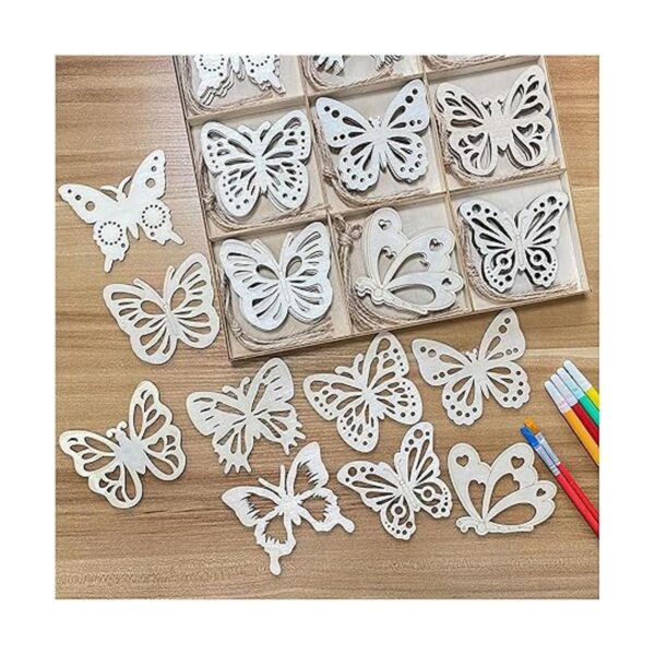 Paquete de 45 recortes en forma de mariposa de madera sin_5