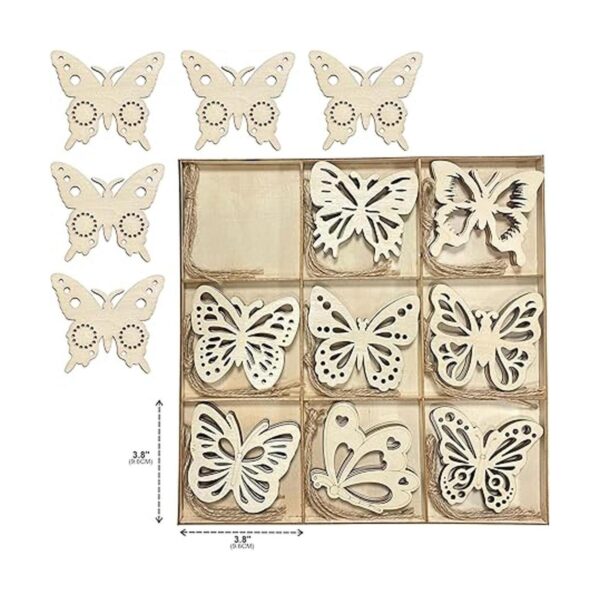Paquete de 45 recortes en forma de mariposa de madera sin_2