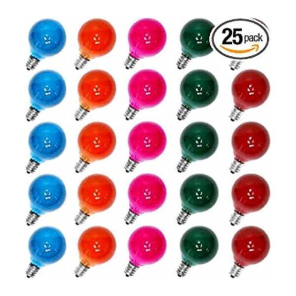Paquete de 25 bombillas de repuesto opacas multicolor G40