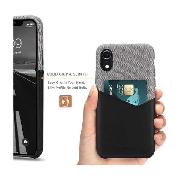 Tasikar Funda tipo cartera para iPhone XR piel y tela_2