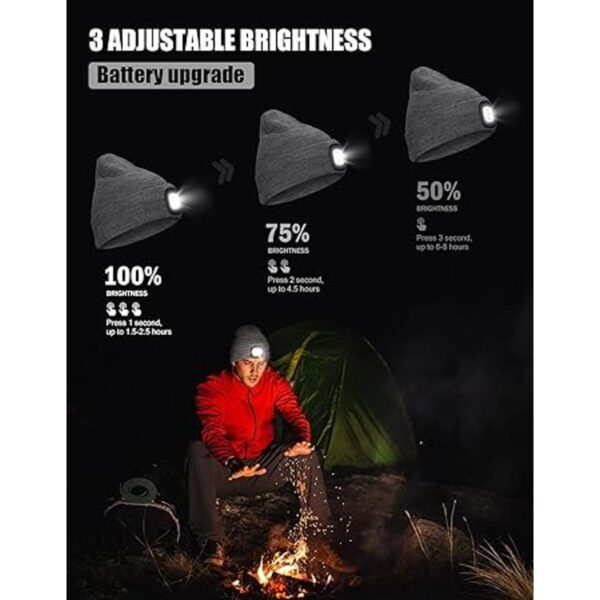 Gorro unisex con luz recargable por USB manos libres_6