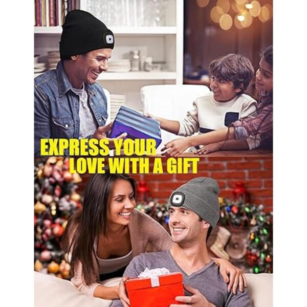 Gorro unisex con luz recargable por USB manos libres_5
