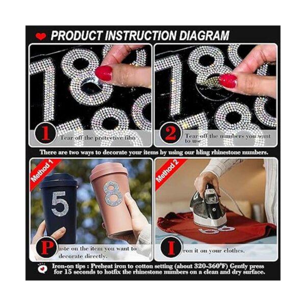 Locacrystal 40 calcomanías autoadhesivas con números de_2