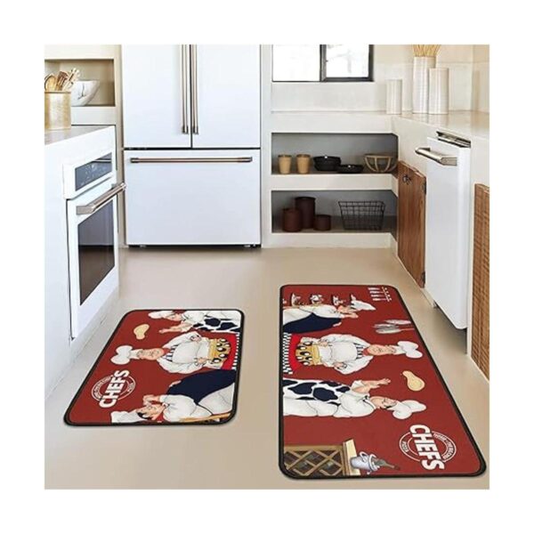 Fat Chef Juego de 2 alfombras y tapetes de cocina color